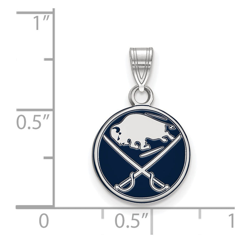 Sterling Silver Rhodium Plated Nhl Logoart Buffalo Sabres Small Enameled Pendant