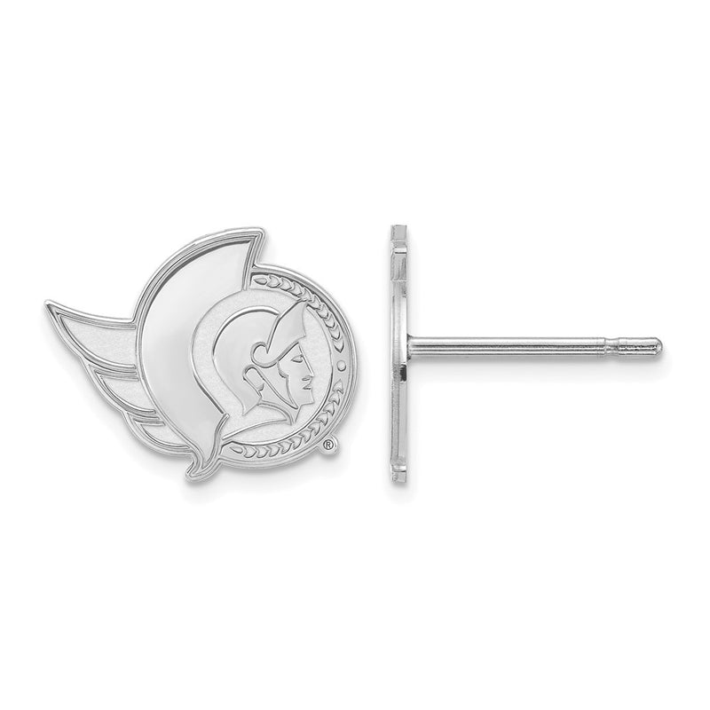 Sterling Silver Rhodium Plated Nhl Logoart Ottawa Senators Extra Small Post Earrings