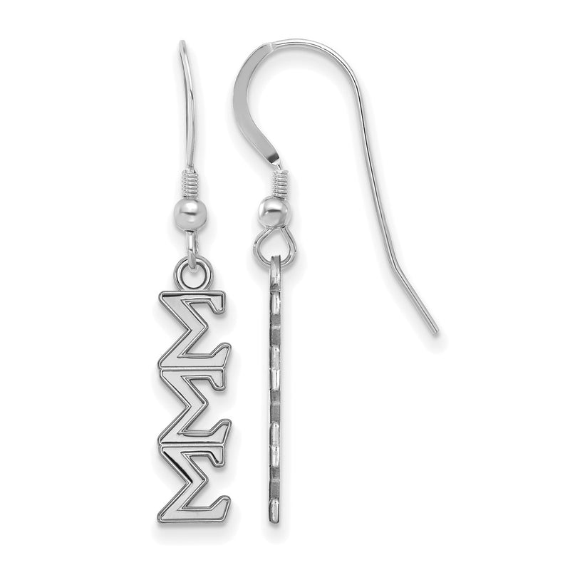 Sterling Silver Rhodium Plated Logoart Sigma Sorority Greek Letters Small Dangle Wire Earrings