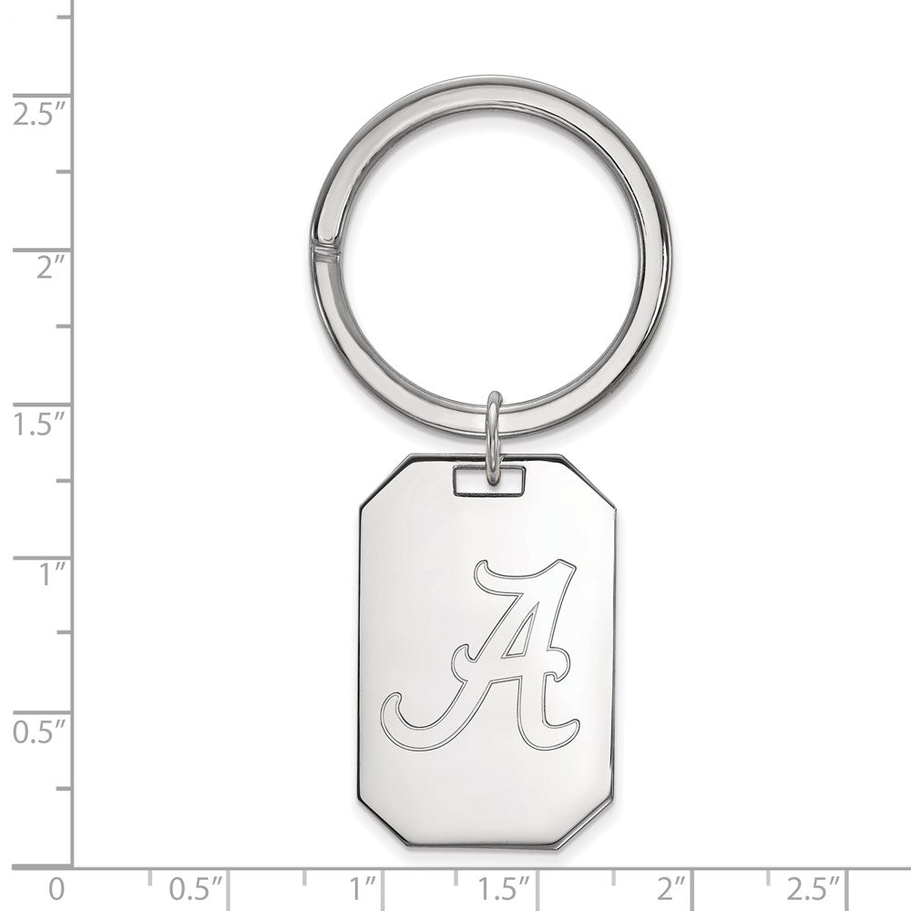 Sterling Silver Rhodium-Plated Logoart University of Alabama Key Ring