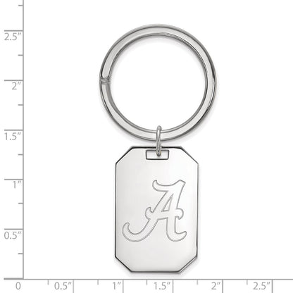 Sterling Silver Rhodium-Plated Logoart University of Alabama Key Ring