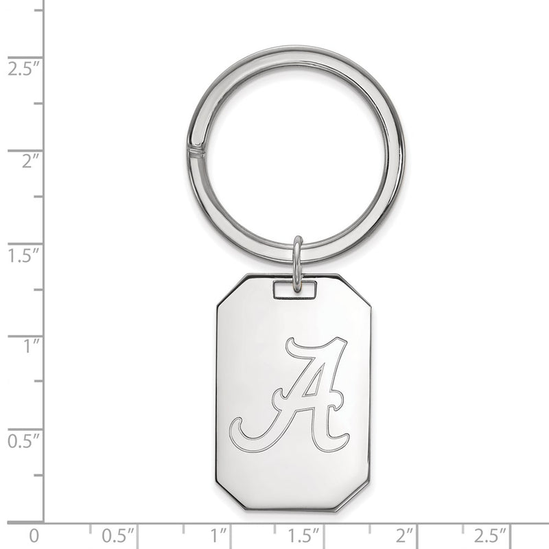 Sterling Silver Rhodium-Plated Logoart University of Alabama Key Ring