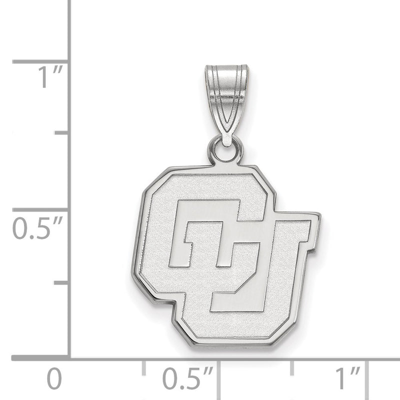 Sterling Silver Rhodium Plated Logoart University Of Colorado C U Medium Pendant