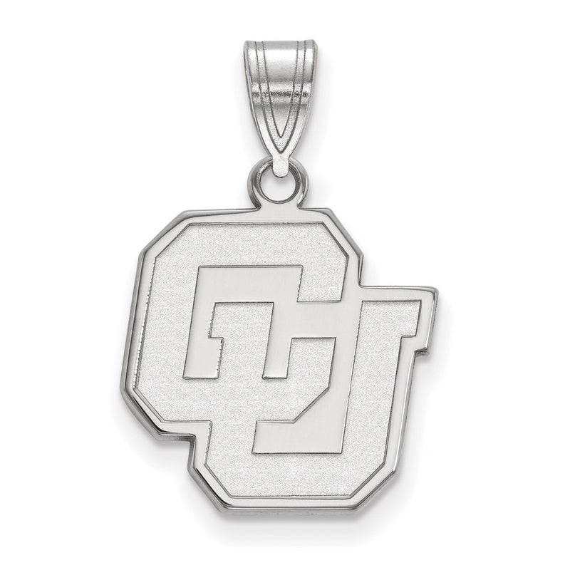 10K White Gold Logoart University Of Colorado C U Medium Pendant