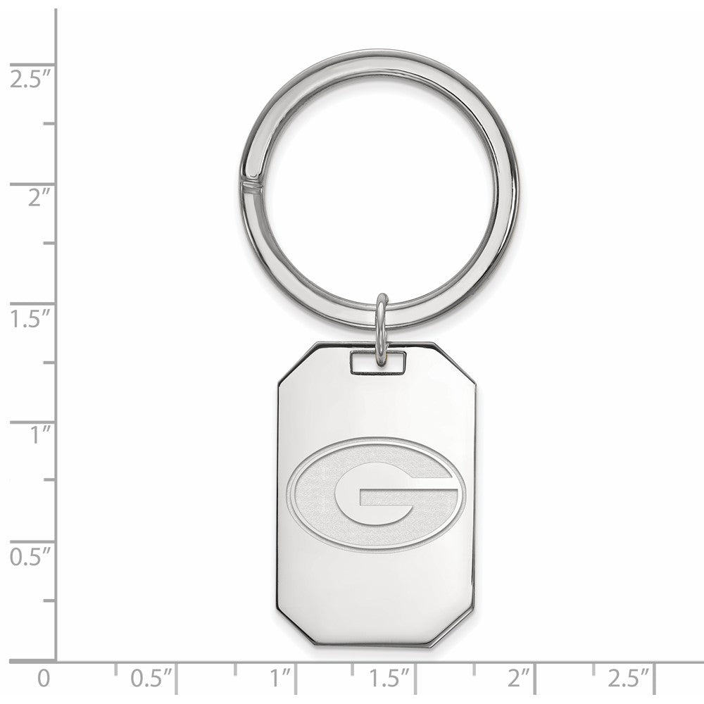 Sterling Silver Rhod-Pltd Logoart University of Georgia Key Ring