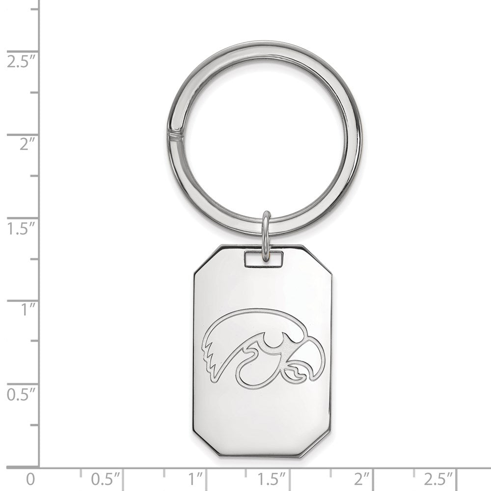 Sterling Silver Rhod-Pltd Logoart University of Iowa Key Ring
