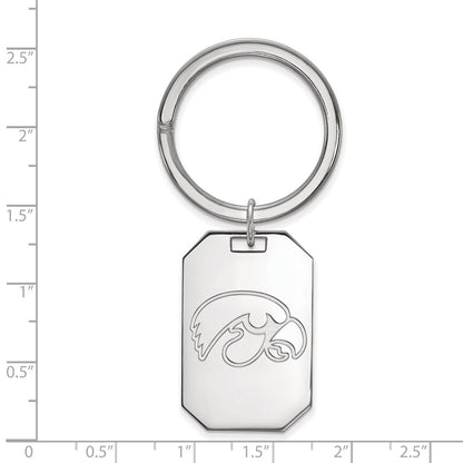 Sterling Silver Rhod-Pltd Logoart University of Iowa Key Ring