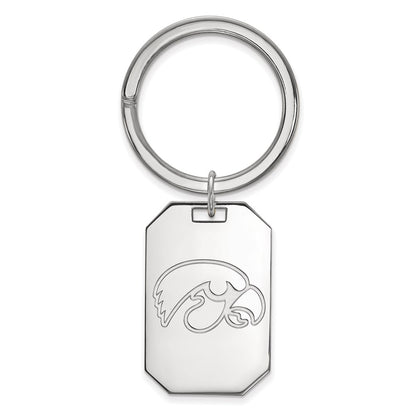 Sterling Silver Rhod-Pltd Logoart University of Iowa Key Ring