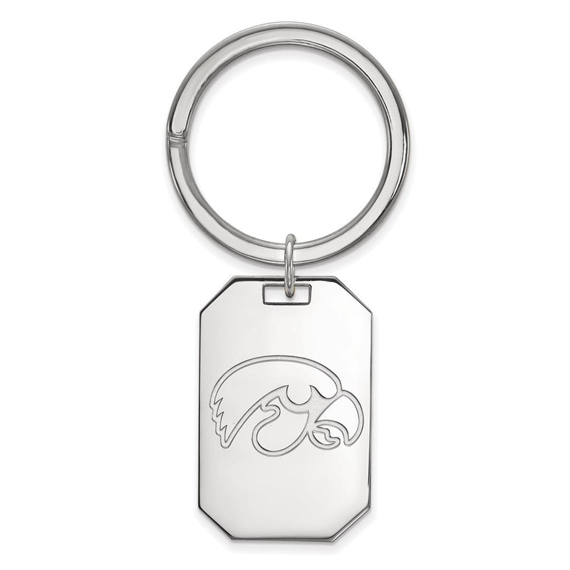 Sterling Silver Rhod-Pltd Logoart University of Iowa Key Ring