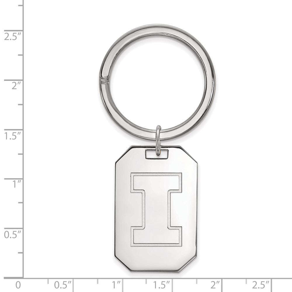 Sterling Silver Rhod-Pltd Logoart University of Illinois Key Ring