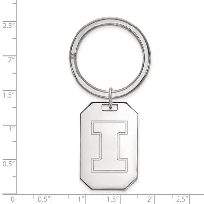 Sterling Silver Rhod-Pltd Logoart University of Illinois Key Ring