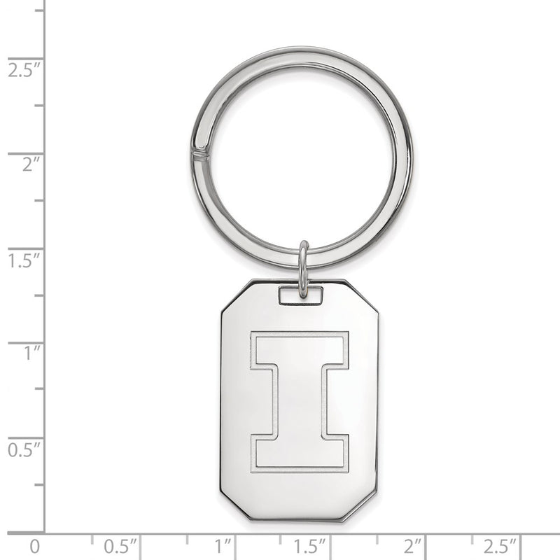 Sterling Silver Rhod-Pltd Logoart University of Illinois Key Ring