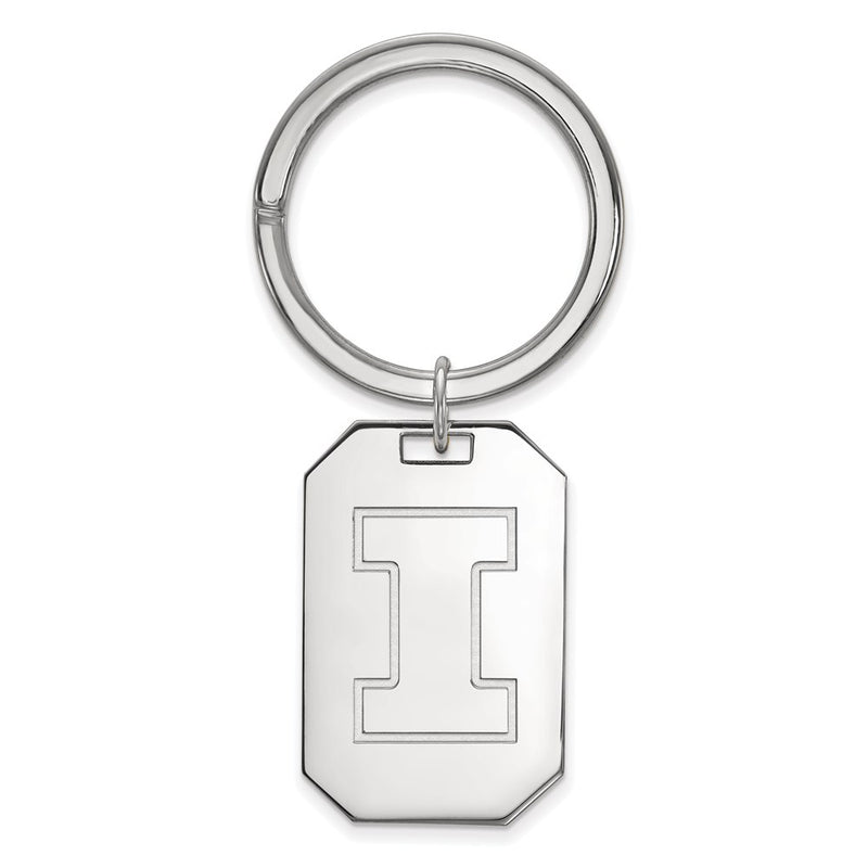 Sterling Silver Rhod-Pltd Logoart University of Illinois Key Ring