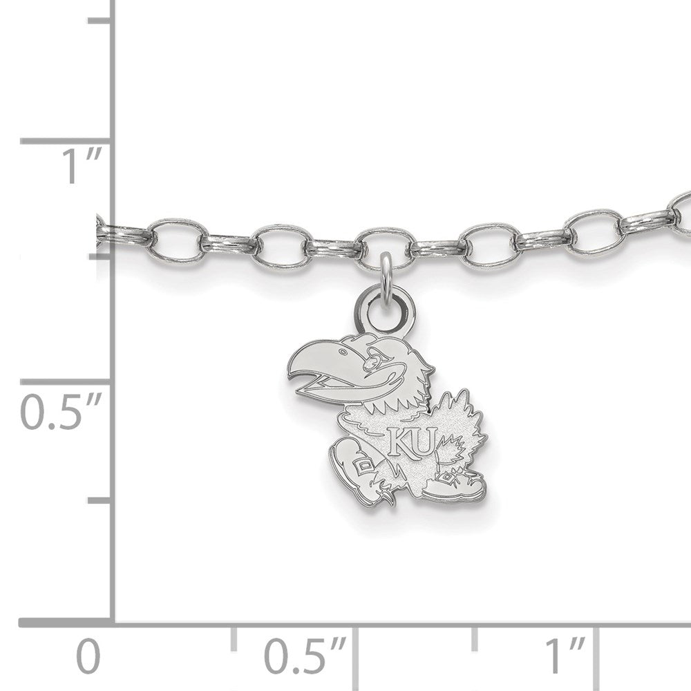 Sterling Silver Rhod-Pltd Logoart University of Kansas Anklet