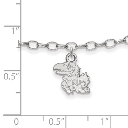 Sterling Silver Rhod-Pltd Logoart University of Kansas Anklet
