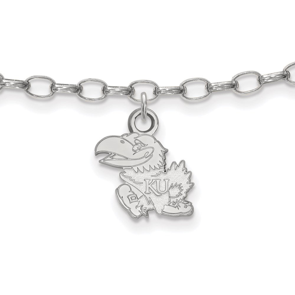 Sterling Silver Rhod-Pltd Logoart University of Kansas Anklet