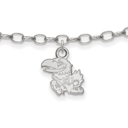 Sterling Silver Rhod-Pltd Logoart University of Kansas Anklet