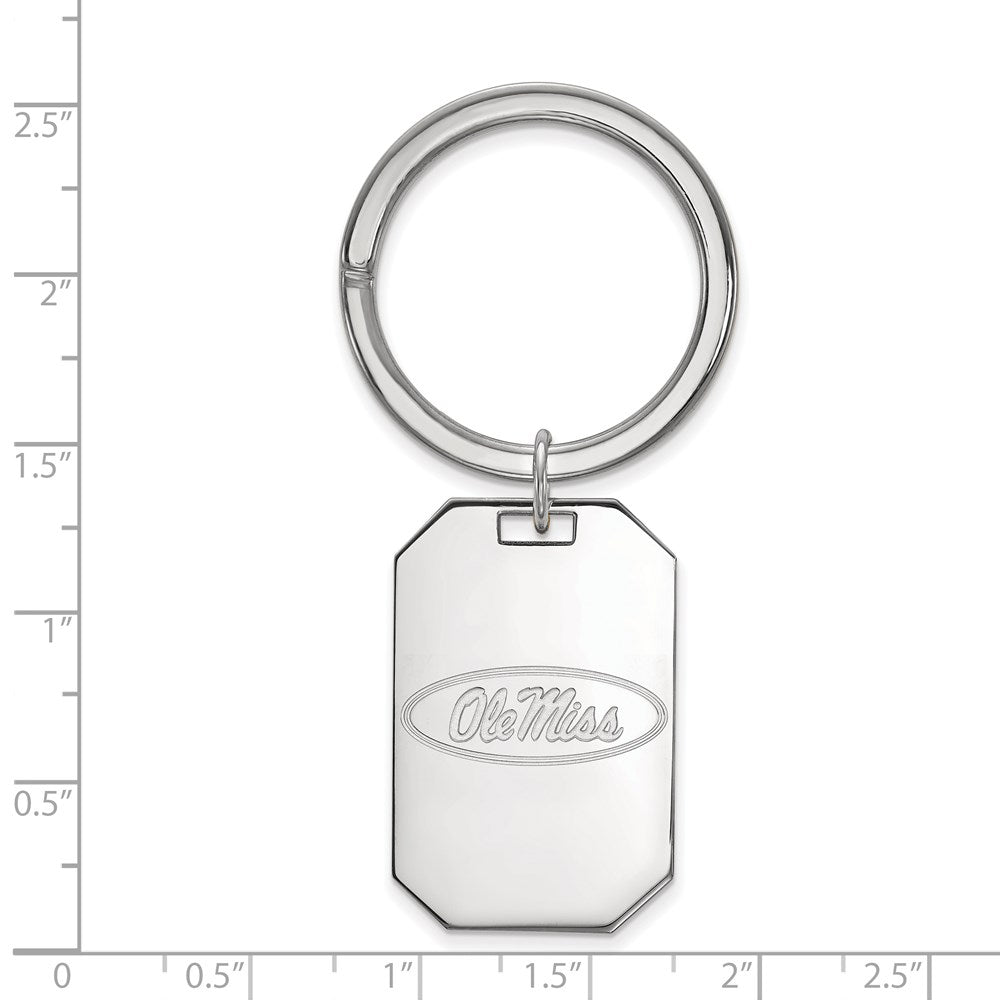 Sterling Silver Rhod-Pltd Logoart University of Mississippi Key Ring