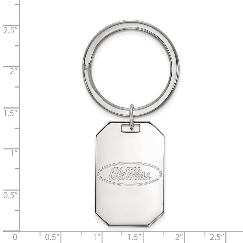 Sterling Silver Rhod-Pltd Logoart University of Mississippi Key Ring