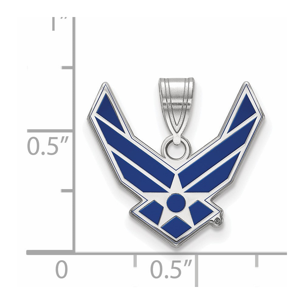 Sterling Silver Rhod-Pltd Logoart U.s. Air Force Large Enamel Pendant