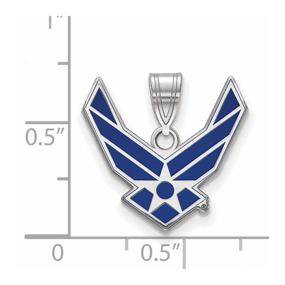 Sterling Silver Rhod-Pltd Logoart U.s. Air Force Large Enamel Pendant