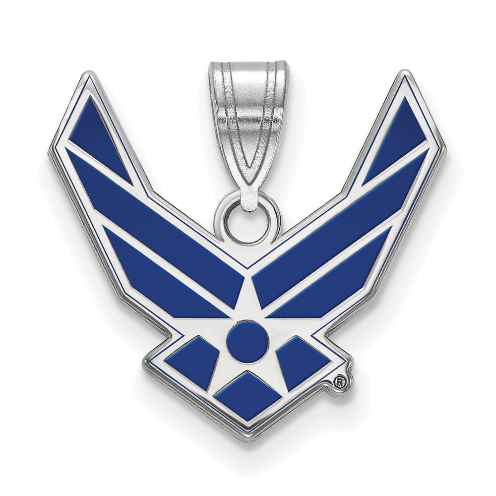 Sterling Silver Rhod-Pltd Logoart U.s. Air Force Large Enamel Pendant