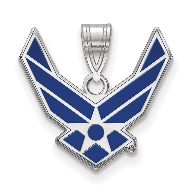 Sterling Silver Rhod-Pltd Logoart U.s. Air Force Large Enamel Pendant
