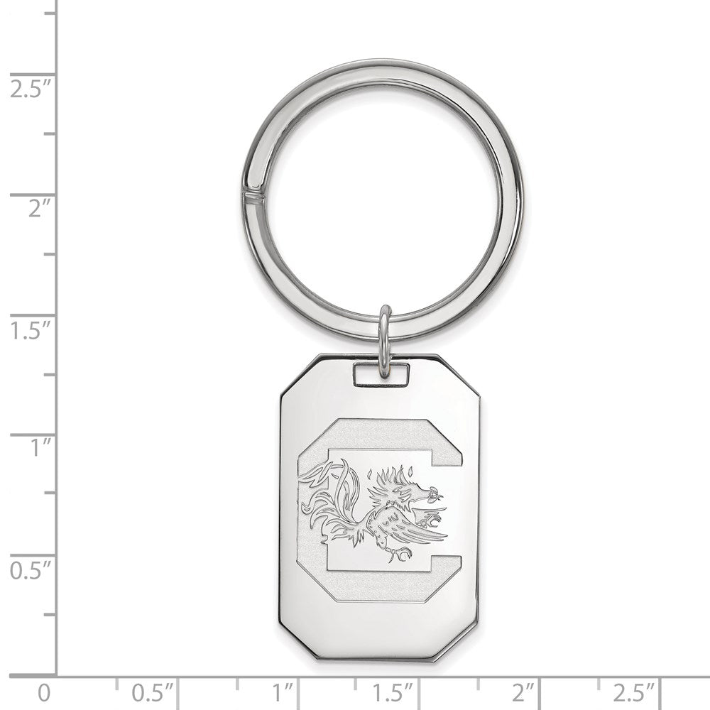 Sterling Silver Rhod-Pltd Logoart University of South Carolina Key Ring