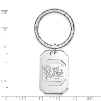 Sterling Silver Rhod-Pltd Logoart University of South Carolina Key Ring
