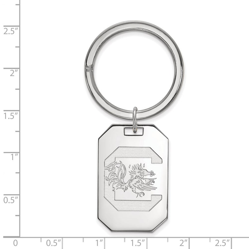 Sterling Silver Rhod-Pltd Logoart University of South Carolina Key Ring