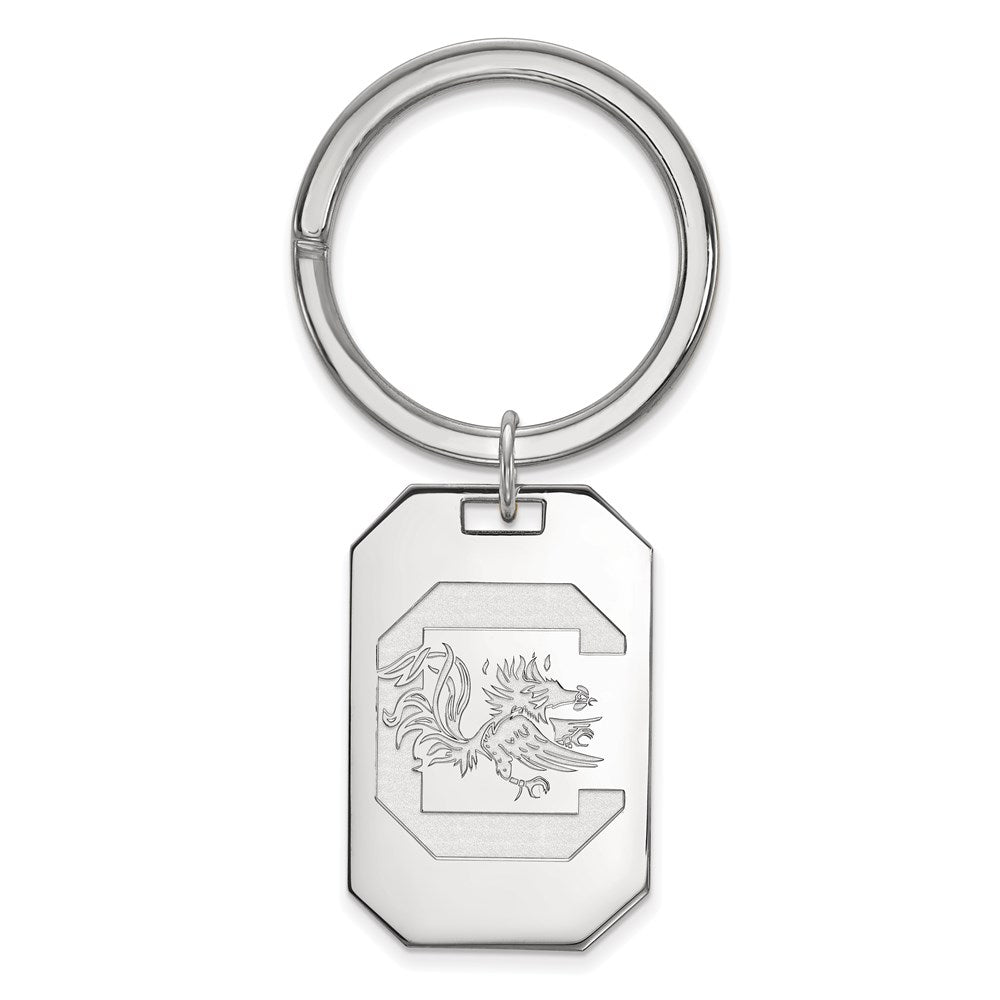 Sterling Silver Rhod-Pltd Logoart University of South Carolina Key Ring