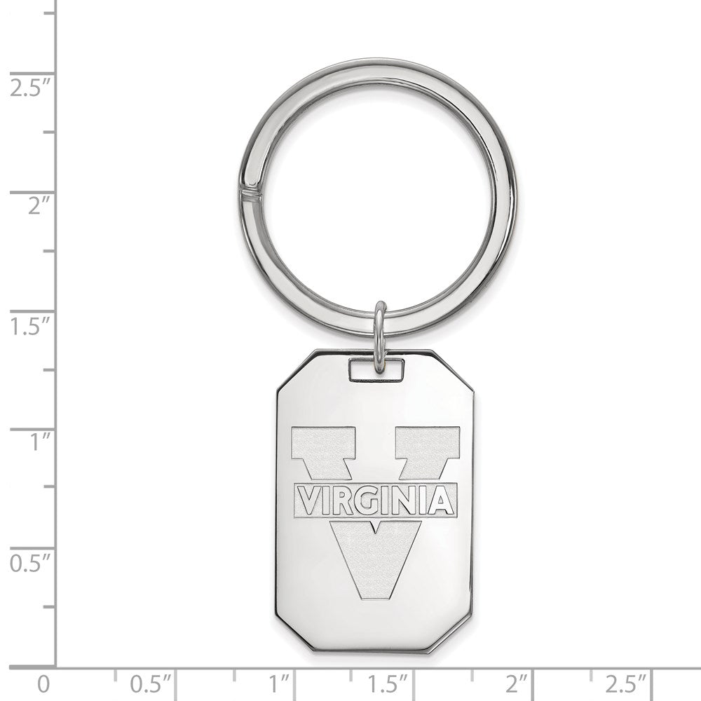 Sterling Silver Rhod-Pltd Logoart University of Virginia Key Ring