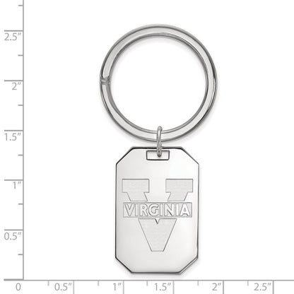 Sterling Silver Rhod-Pltd Logoart University of Virginia Key Ring