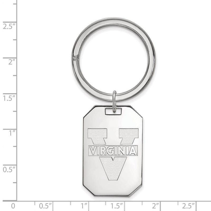 Sterling Silver Rhod-Pltd Logoart University of Virginia Key Ring