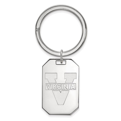 Sterling Silver Rhod-Pltd Logoart University of Virginia Key Ring