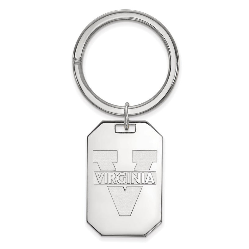 Sterling Silver Rhod-Pltd Logoart University of Virginia Key Ring