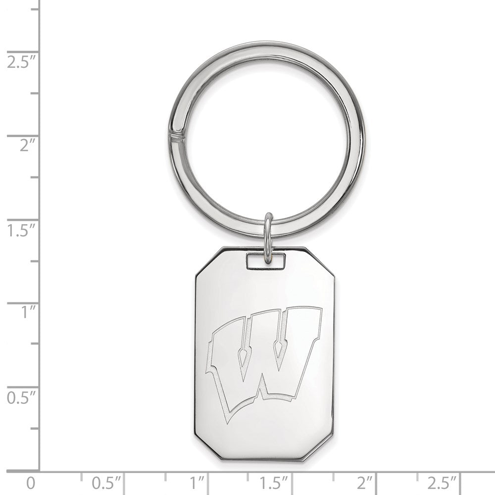 Sterling Silver Rhod-Pltd Logoart University of Wisconsin Key Ring
