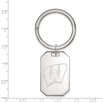 Sterling Silver Rhod-Pltd Logoart University of Wisconsin Key Ring