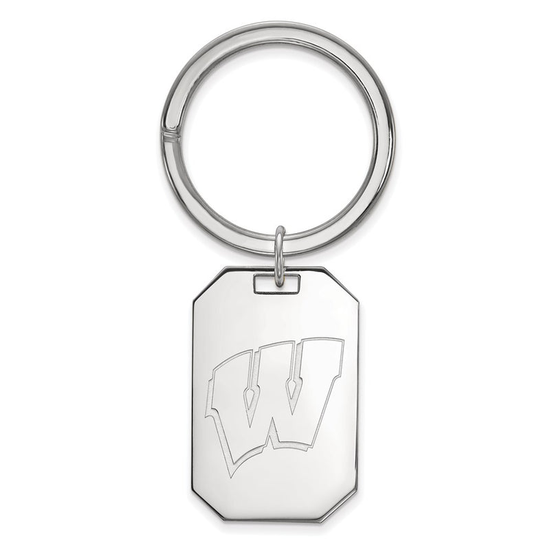 Sterling Silver Rhod-Pltd Logoart University of Wisconsin Key Ring