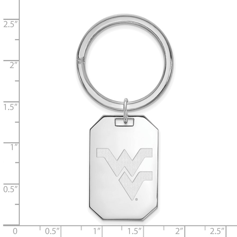 Sterling Silver Rhodium Plated Logoart West Virginia University Key Chain