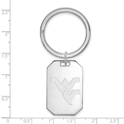 Sterling Silver Rhodium Plated Logoart West Virginia University Key Chain