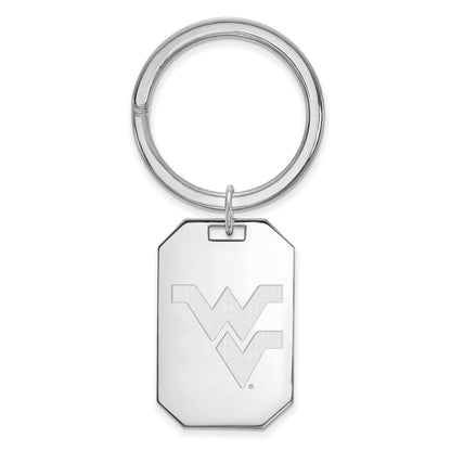 Sterling Silver Rhodium Plated Logoart West Virginia University Key Chain