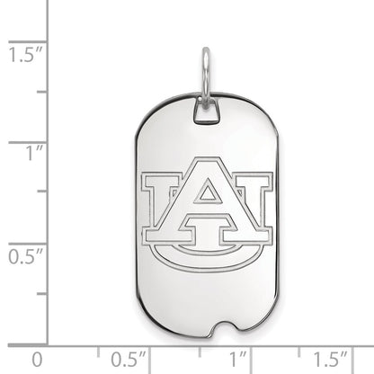 Sterling Silver Rhodium Plated Logoart Auburn University Small Dog Tag Pendant