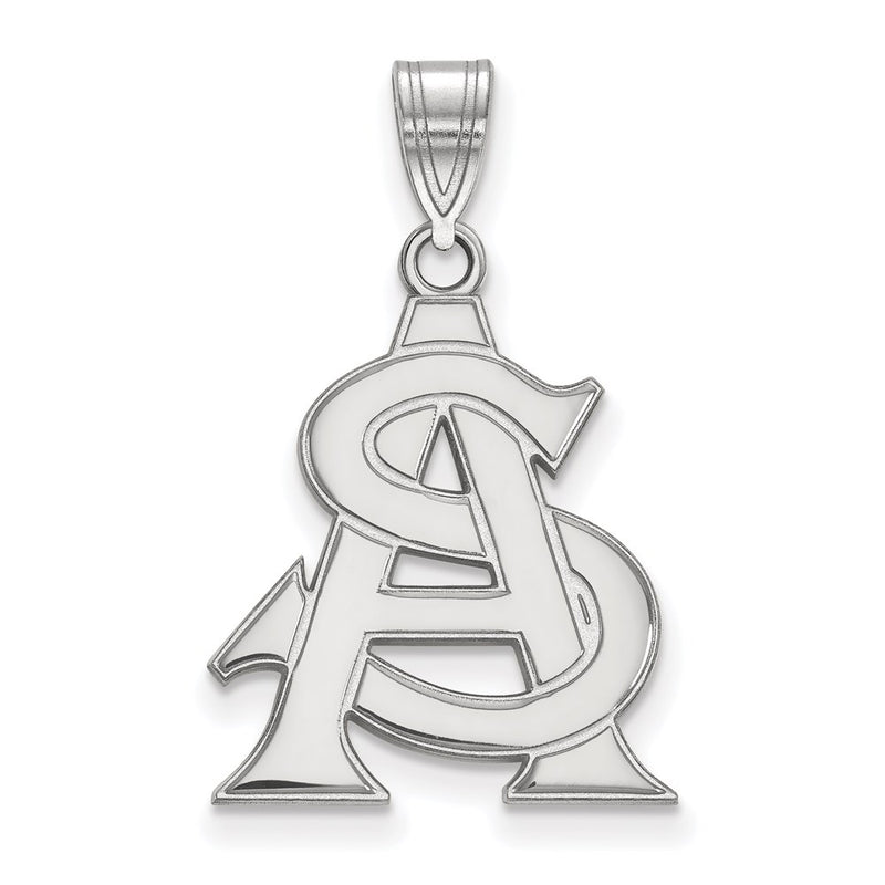 Sterling Silver Rhodium Plated Logoart Arizona State University A S Large Pendant
