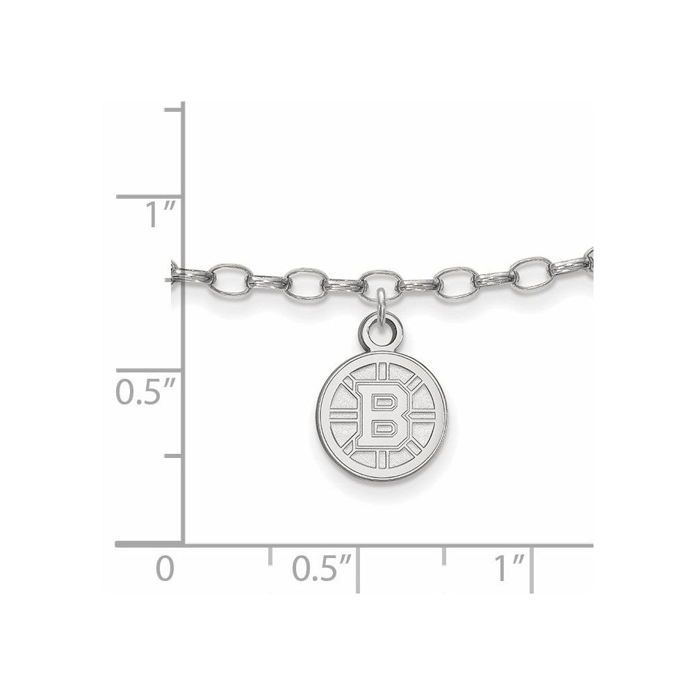 Sterling Silver Rhodium-Plated Nhl Logoart Boston Bruins Anklet