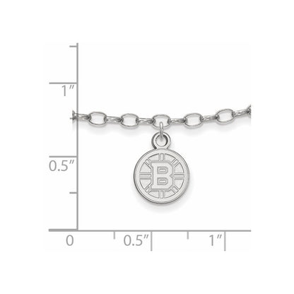 Sterling Silver Rhodium-Plated Nhl Logoart Boston Bruins Anklet