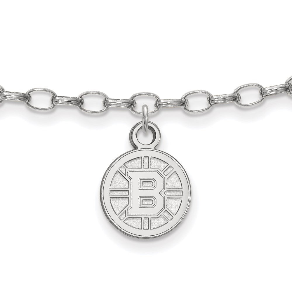 Sterling Silver Rhodium-Plated Nhl Logoart Boston Bruins Anklet