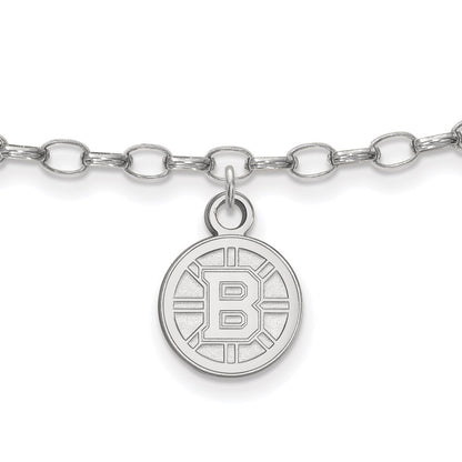 Sterling Silver Rhodium-Plated Nhl Logoart Boston Bruins Anklet
