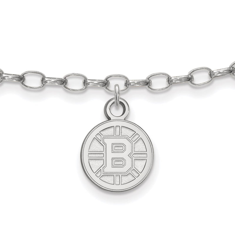 Sterling Silver Rhodium-Plated Nhl Logoart Boston Bruins Anklet