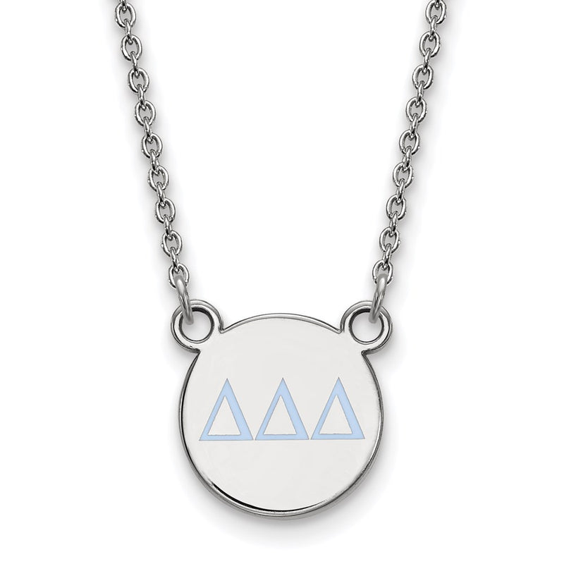Sterling Silver Rhodium Plated Logoart Delta Sorority Greek Letters Small Color Enamel Pendant 18 Inch Necklace